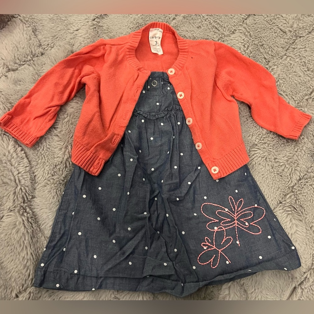 Carter’s Dress and cardigan set. Size 3 months